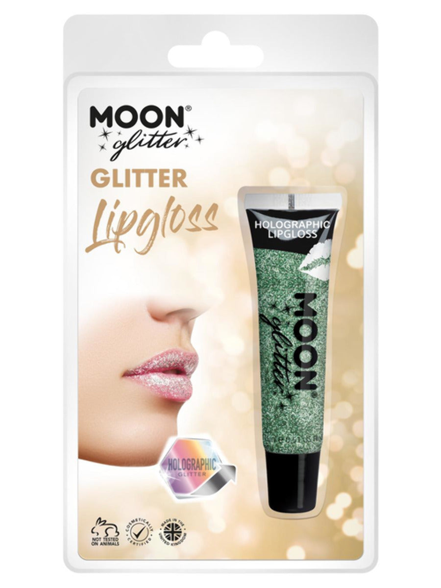 Moon Glitter Holographic Glitter Lipgloss, Green, Clamshell, 15ml