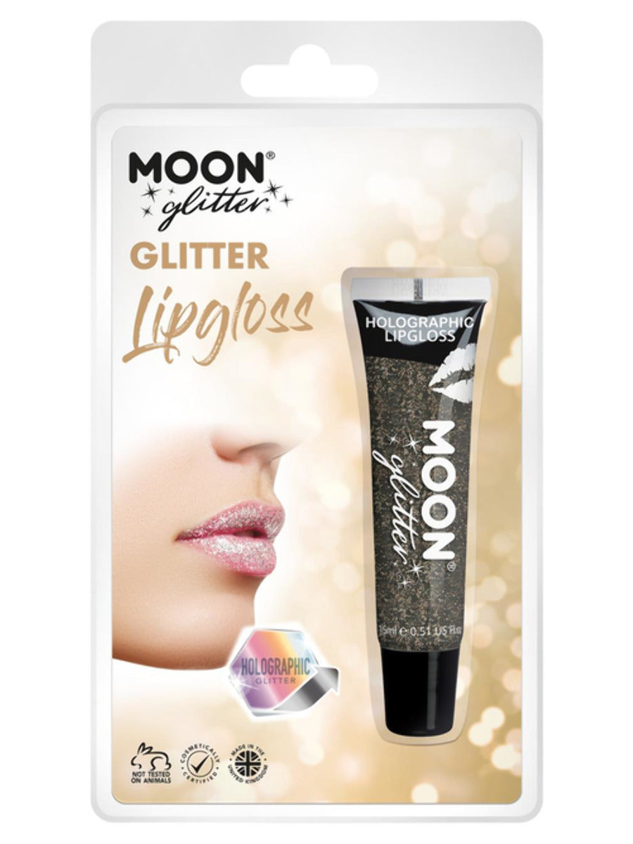 Moon Glitter Holographic Glitter Lipgloss, Black, Clamshell, 15ml