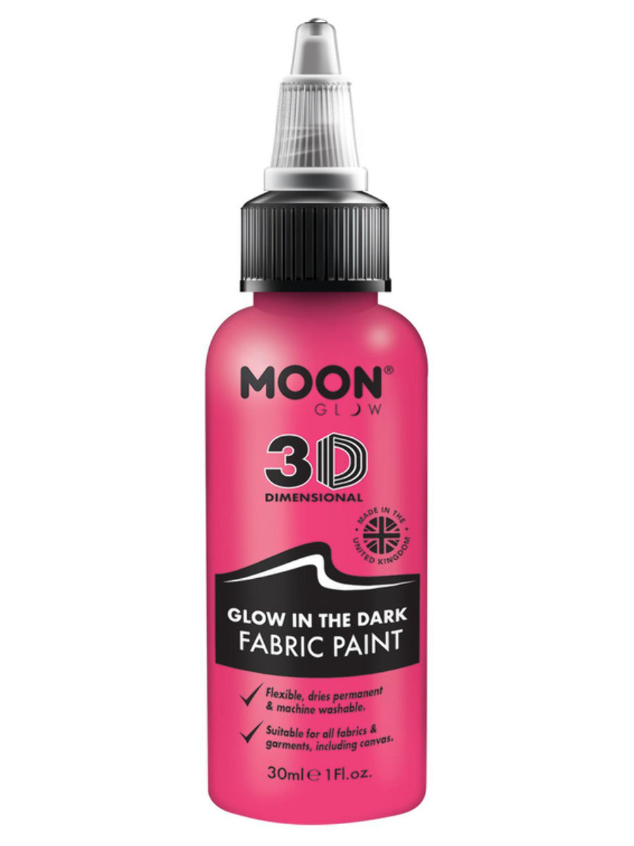 Moon Glow - Glow in the Dark Fabric Paint, Pink, 30ml Single