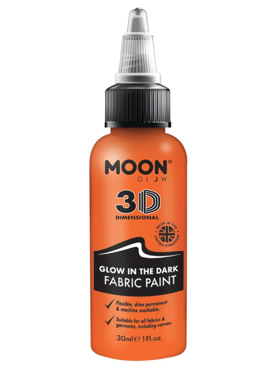 Moon Glow - Glow in the Dark Fabric Paint, Orange, 30ml Single