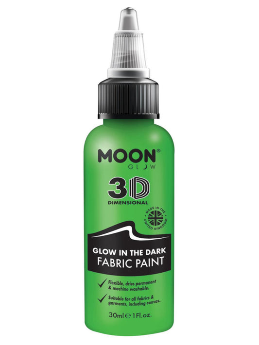 Moon Glow - Glow in the Dark Fabric Paint, Green, 30ml Single