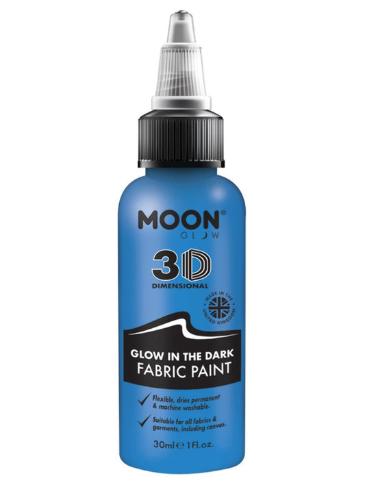 Moon Glow - Glow in the Dark Fabric Paint, Blue, 30ml Single