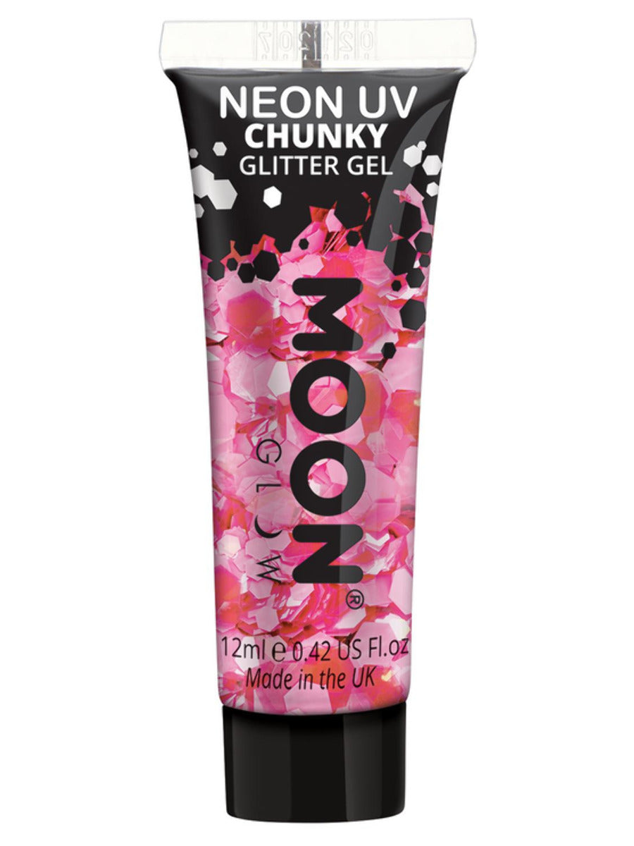 Moon Glow - Neon UV Chunky Glitter Gel, Hot Pink, 12ml Single