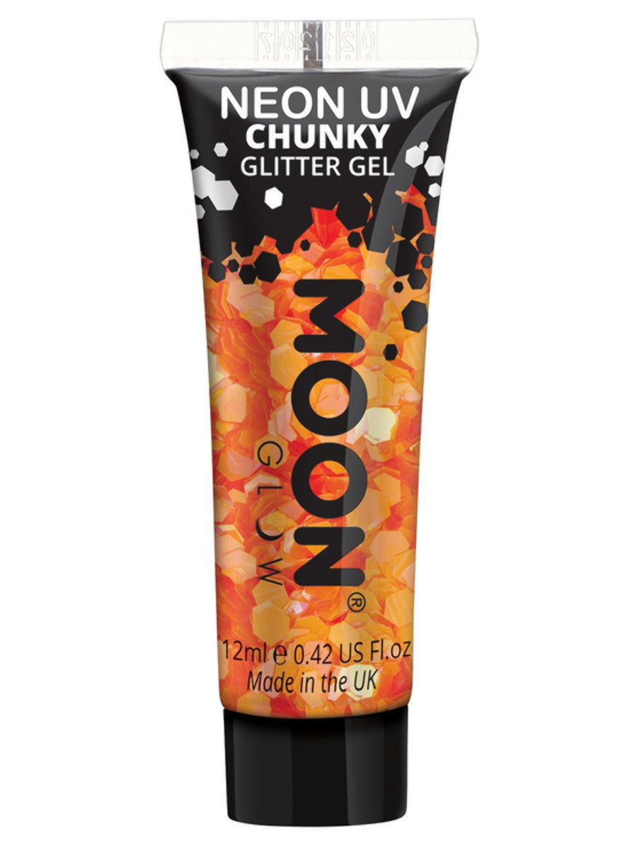 Moon Glow - Neon UV Chunky Glitter Gel, Orange, 12ml Single