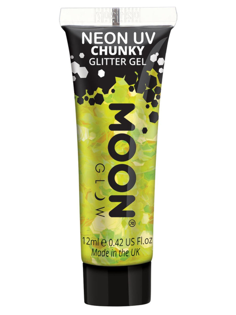 Moon Glow - Neon UV Chunky Glitter Gel, Yellow, 12ml Single