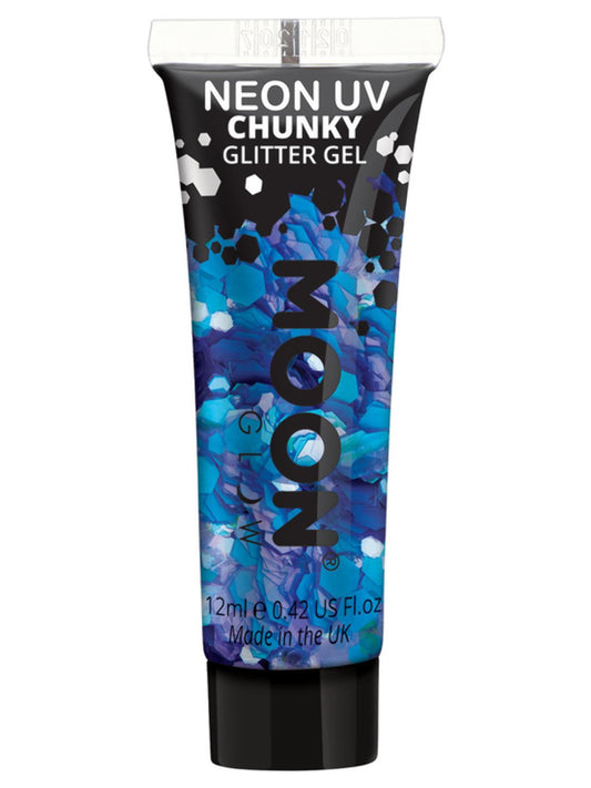 Moon Glow - Neon UV Chunky Glitter Gel, Blue, 12ml Single