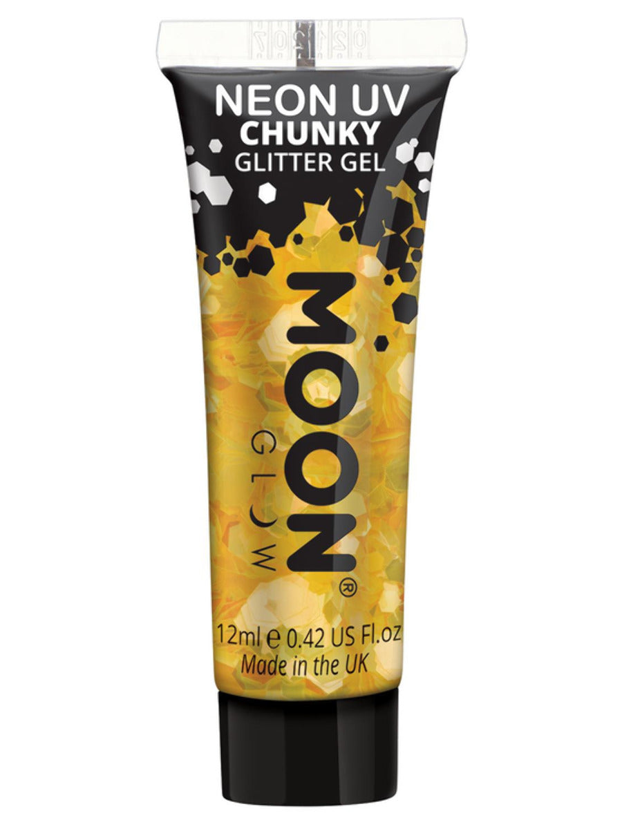 Moon Glow - Neon UV Chunky Glitter Gel, Golden Yellow, 12ml Single