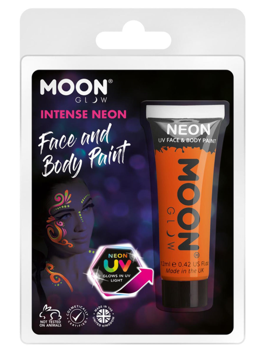 Moon Glow Intense Neon UV Face Paint, Intense Oran, Clamshell, 12ml