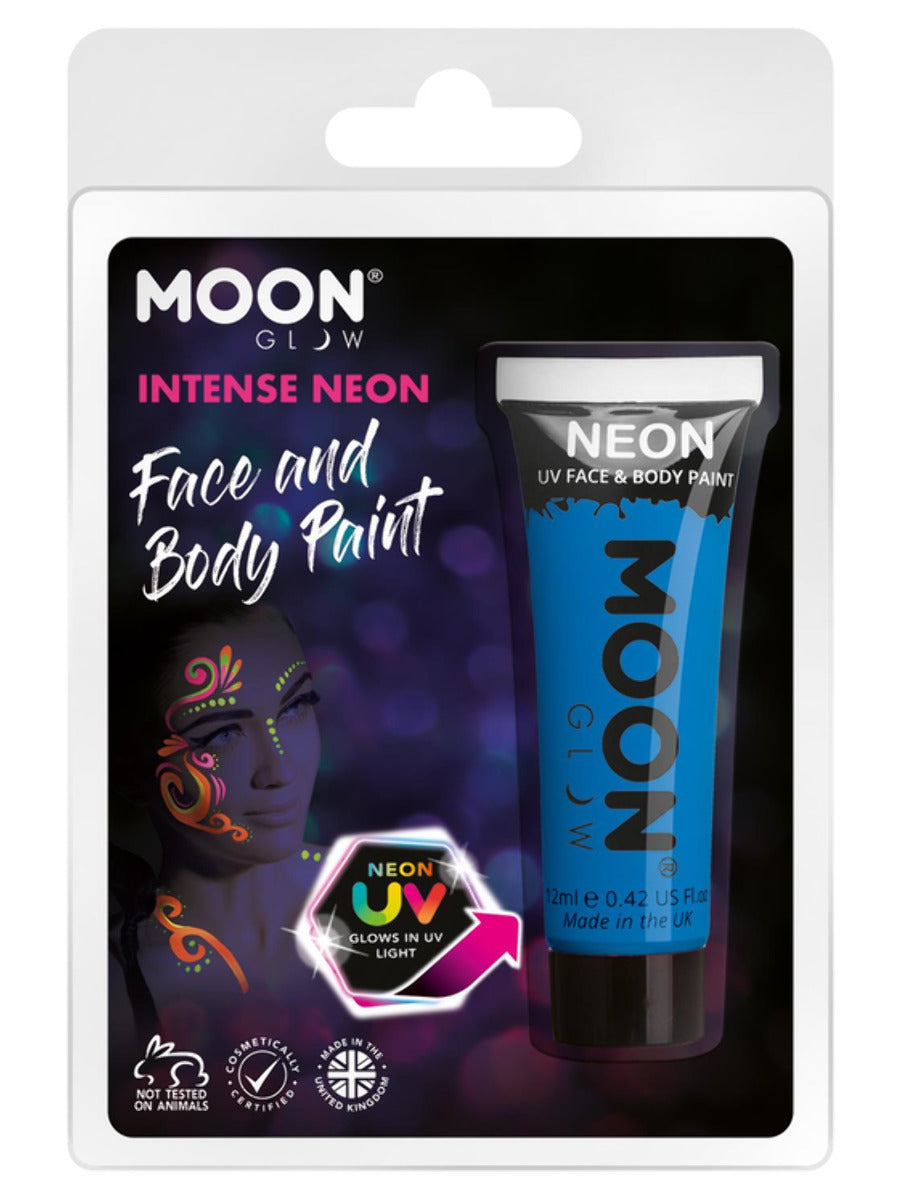 Moon Glow Intense Neon UV Face Paint, Intense Blue, Clamshell, 12ml