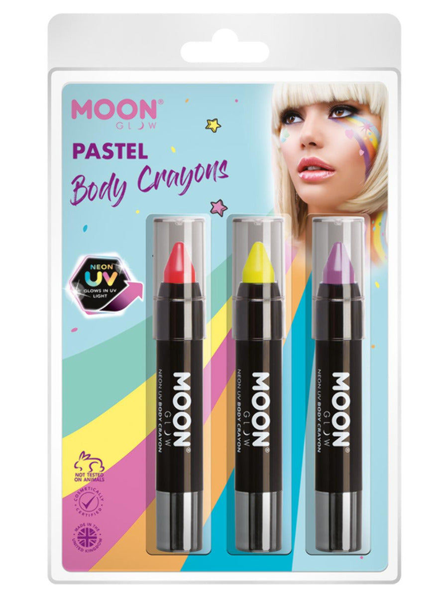 Moon Glow Intense Neon UV Body Crayons, Clamshell, 3.2g - Coral, Pink, Lilac