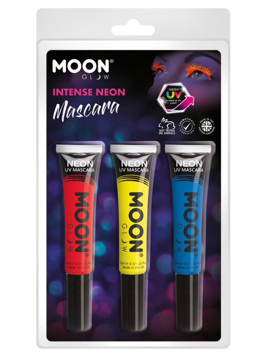 Moon Glow Intense Neon UV Mascara, Clamshell, 15ml - Red, Yellow, Blue