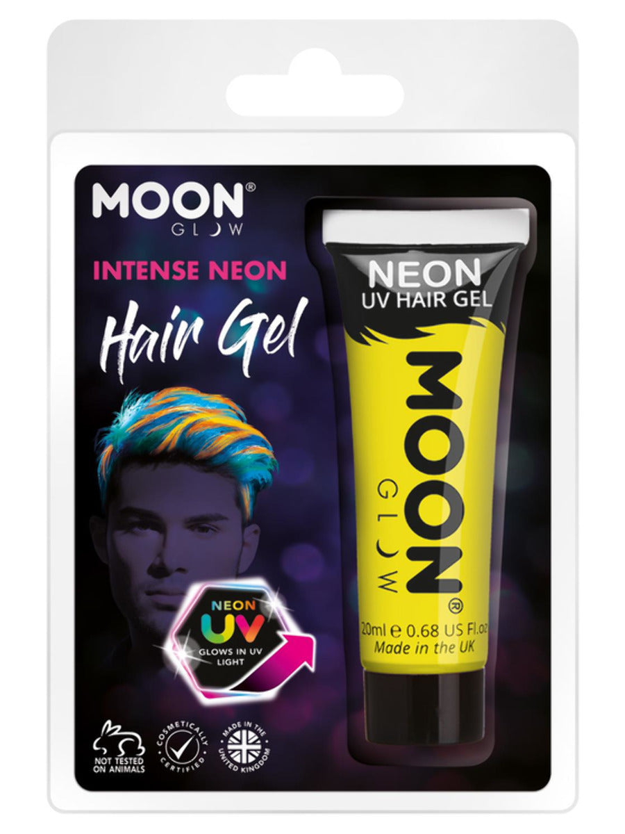 Moon Glow Intense Neon UV Hair Gel, Intense Yellow, Clamshell, 20ml