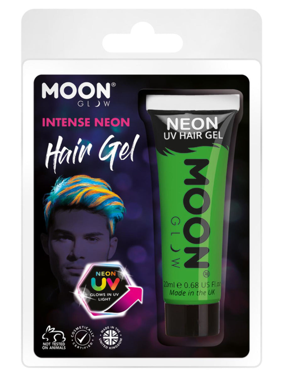 Moon Glow Intense Neon UV Hair Gel, Intense Green, Clamshell, 20ml