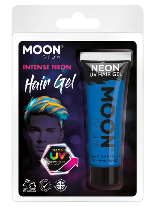 Moon Glow Intense Neon UV Hair Gel, Intense Blue, Clamshell, 20ml