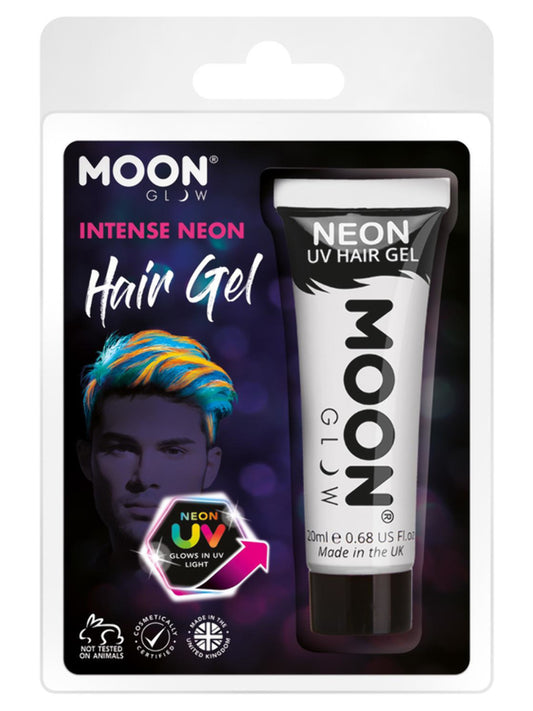 Moon Glow Intense Neon UV Hair Gel, White, Clamshell, 20ml