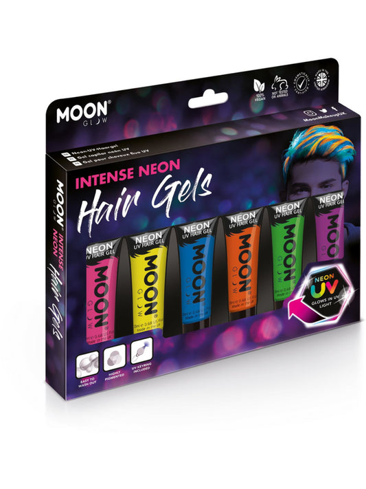 Moon Glow Intense Neon UV Hair Gel, Assorted, Boxset, 20ml