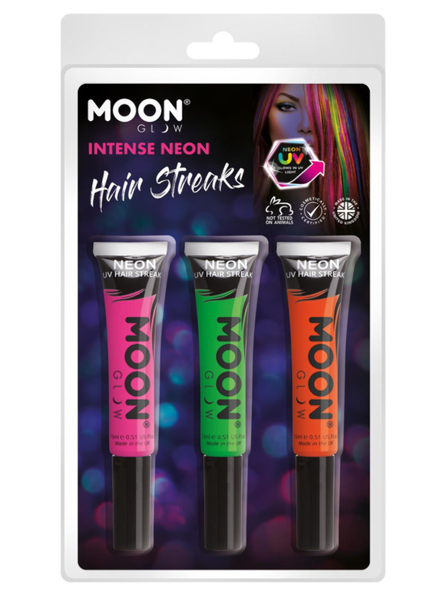 Moon Glow Intense Neon UV Hair Streaks, Clamshell, 15ml - Pink, Green, Orange