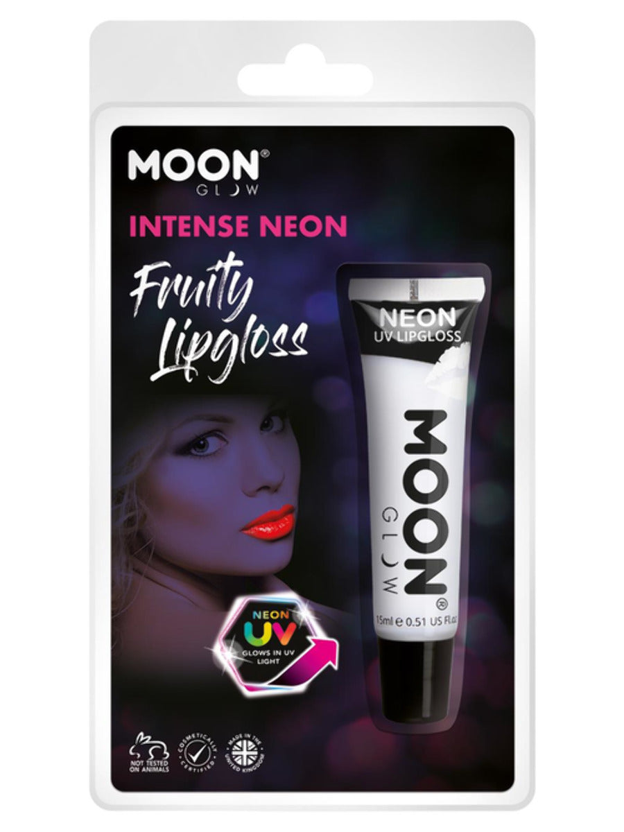 Moon Glow Intense Neon UV Fruity Lipgloss, White, Vanilla, Clamshell, 15ml