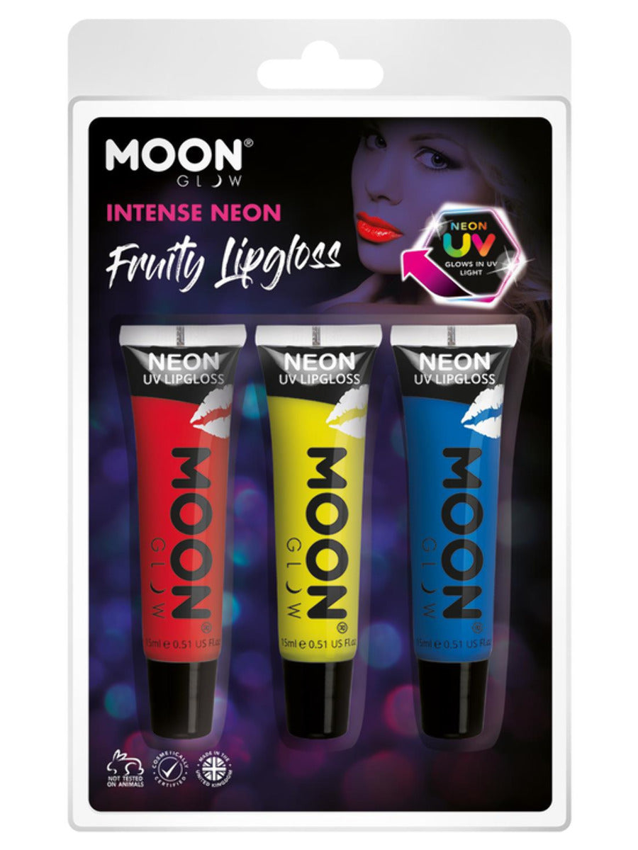 Moon Glow Intense Neon UV Fruity Lipgloss, Clamshell, 15ml - Red, Yellow, Blue