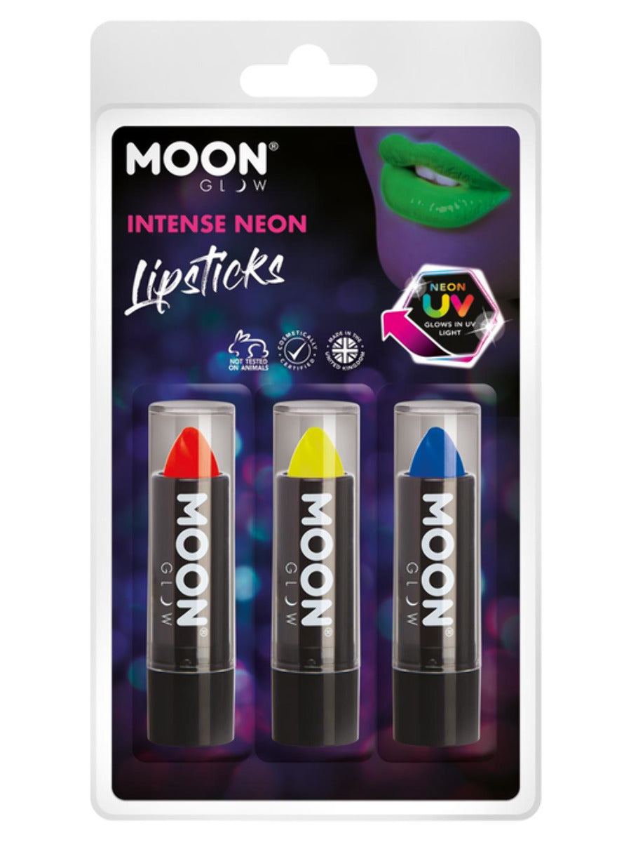 Moon Glow Intense Neon UV Lipstick, Clamshell 4.2g - Red, Yellow, Blue