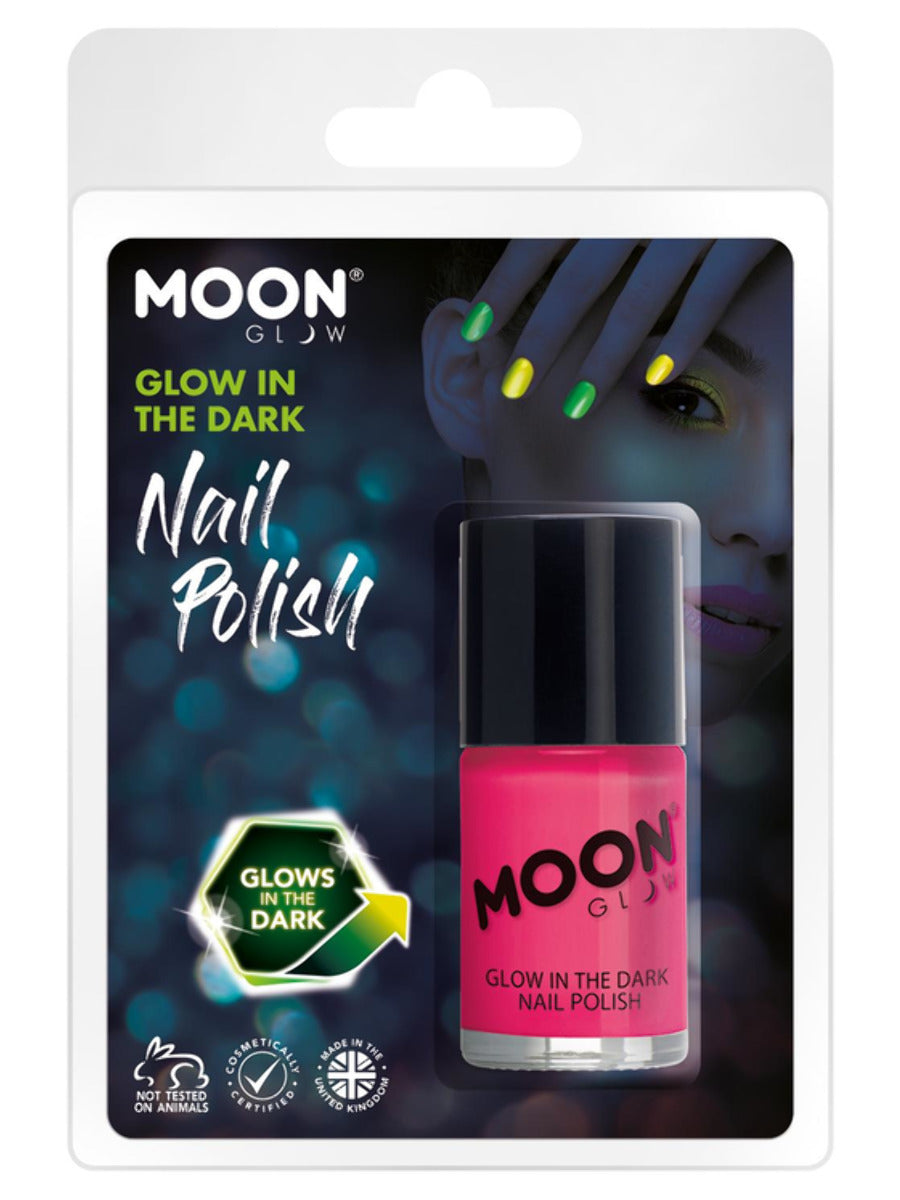 Moon Glow - Glow in the Dark Nail Polish, Pink, 14ml Clamshell