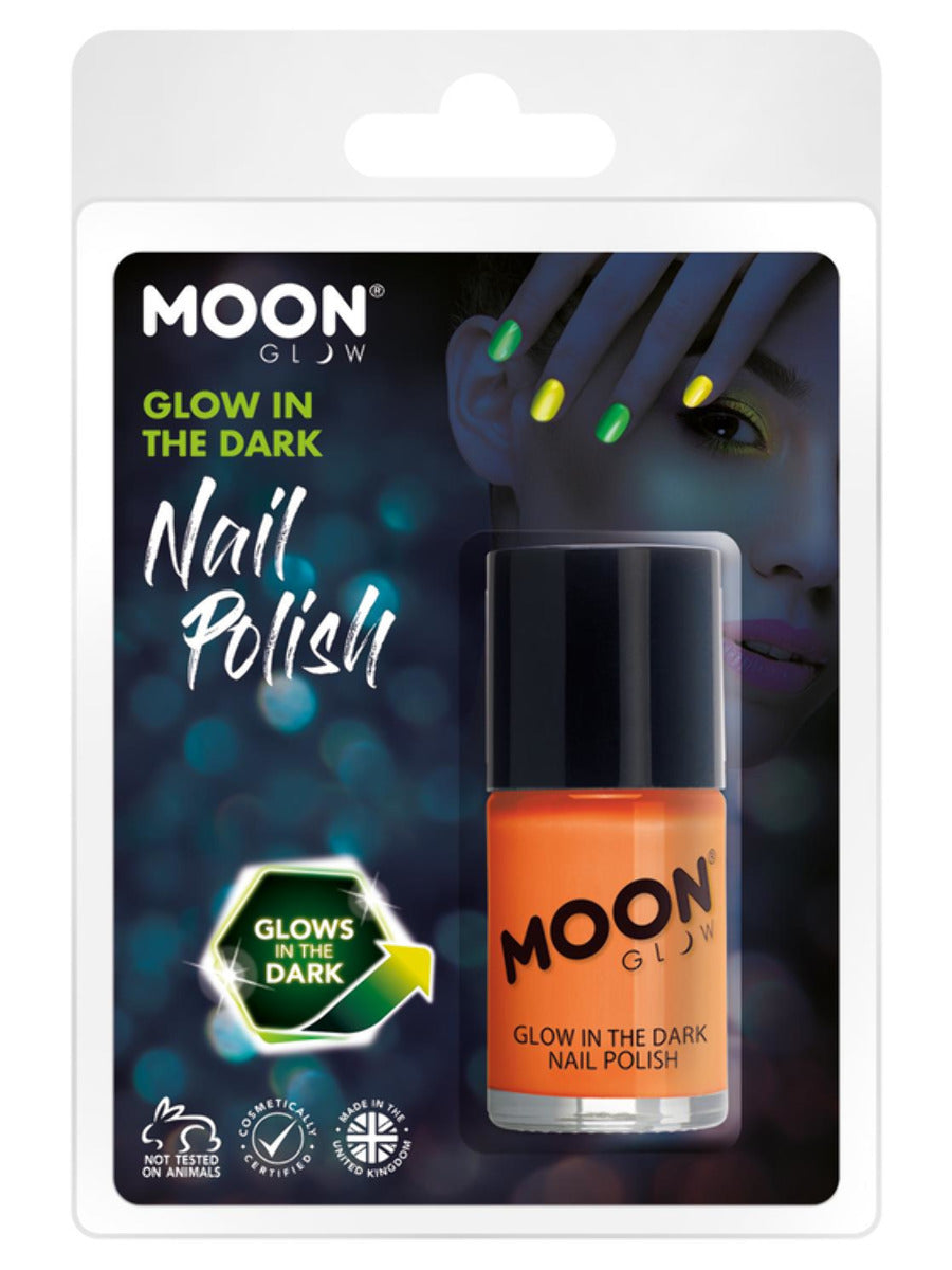 Moon Glow - Glow in the Dark Nail Polish, Orange, 14ml Clamshell