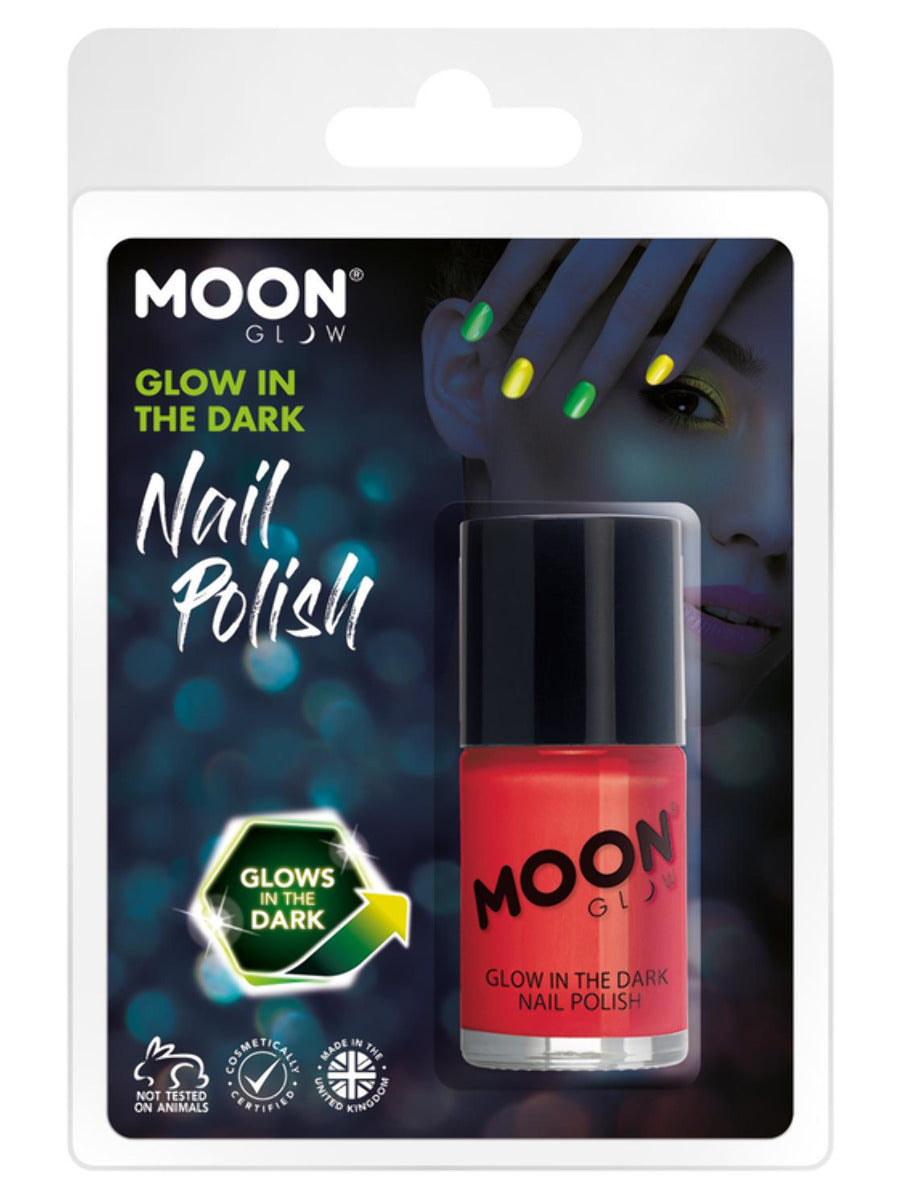 Moon Glow - Glow in the Dark Nail Polish, Red, 14ml Clamshell