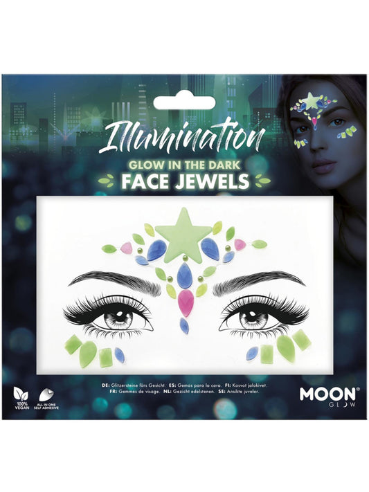 Moon Glow Face Jewels, Illumination, Glow In The Dark