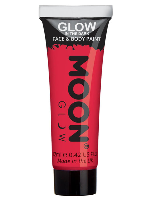 Moon Glow - Glow in the Dark Face Paint, Red, 12ml Single