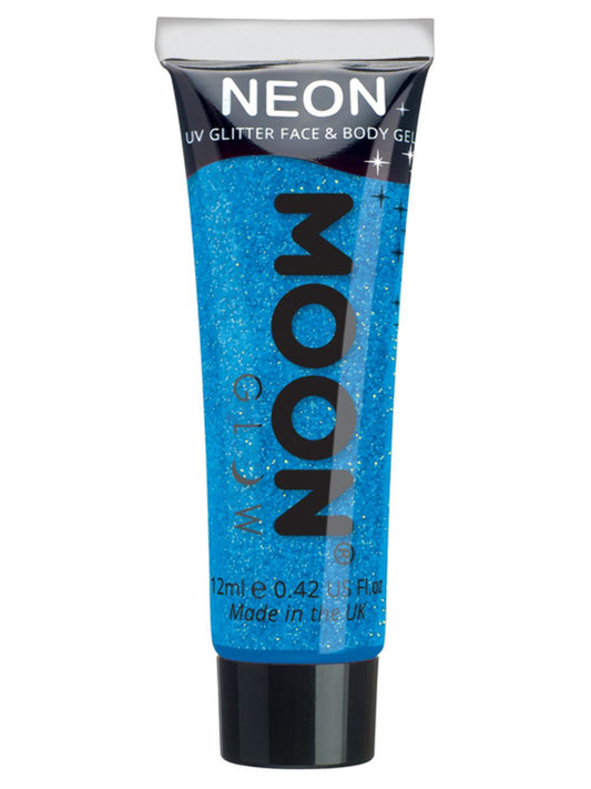 Moon Glow Neon UV Fine Glitter Gel, Blue, Single, 12ml