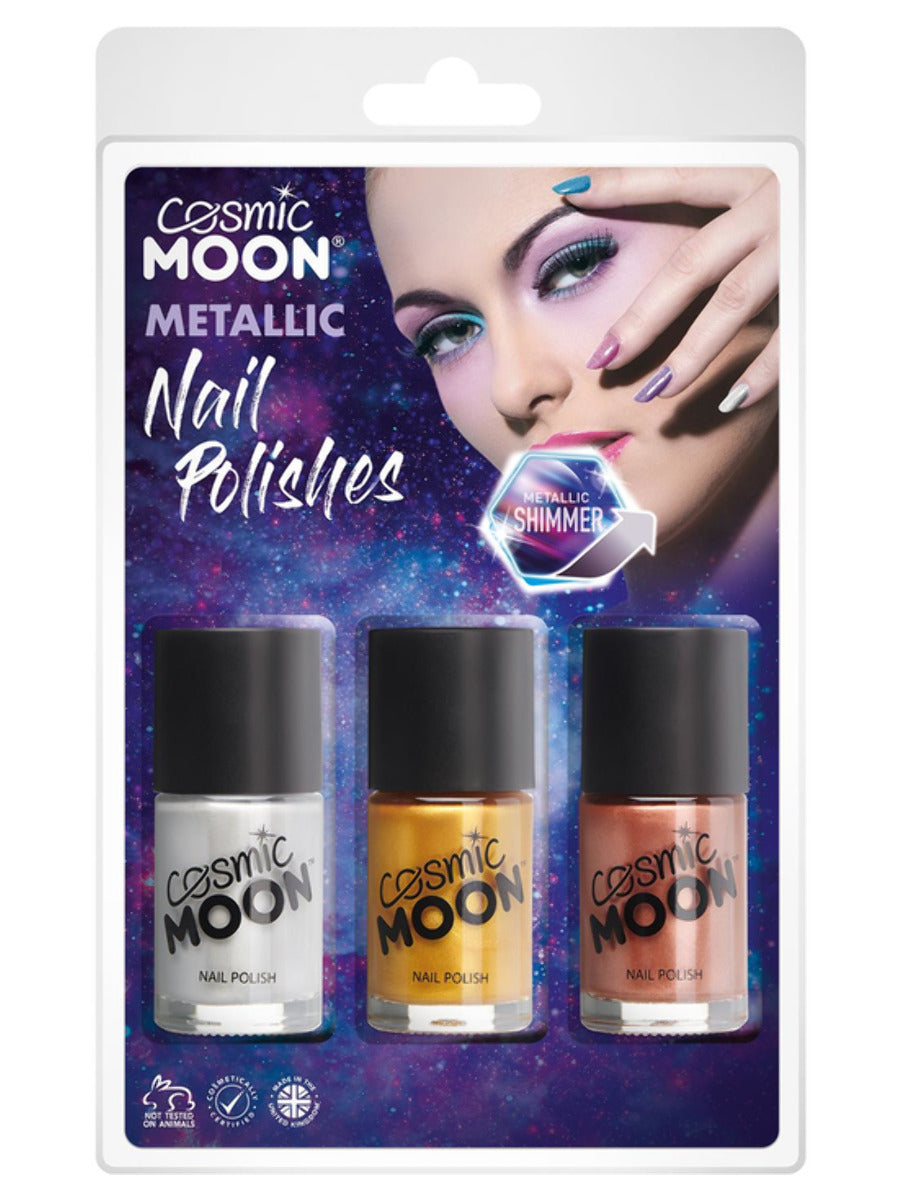 Cosmic Moon Metallic Nail Polish, Clamshell, 14ml - Silver, Gold, Rose Gold