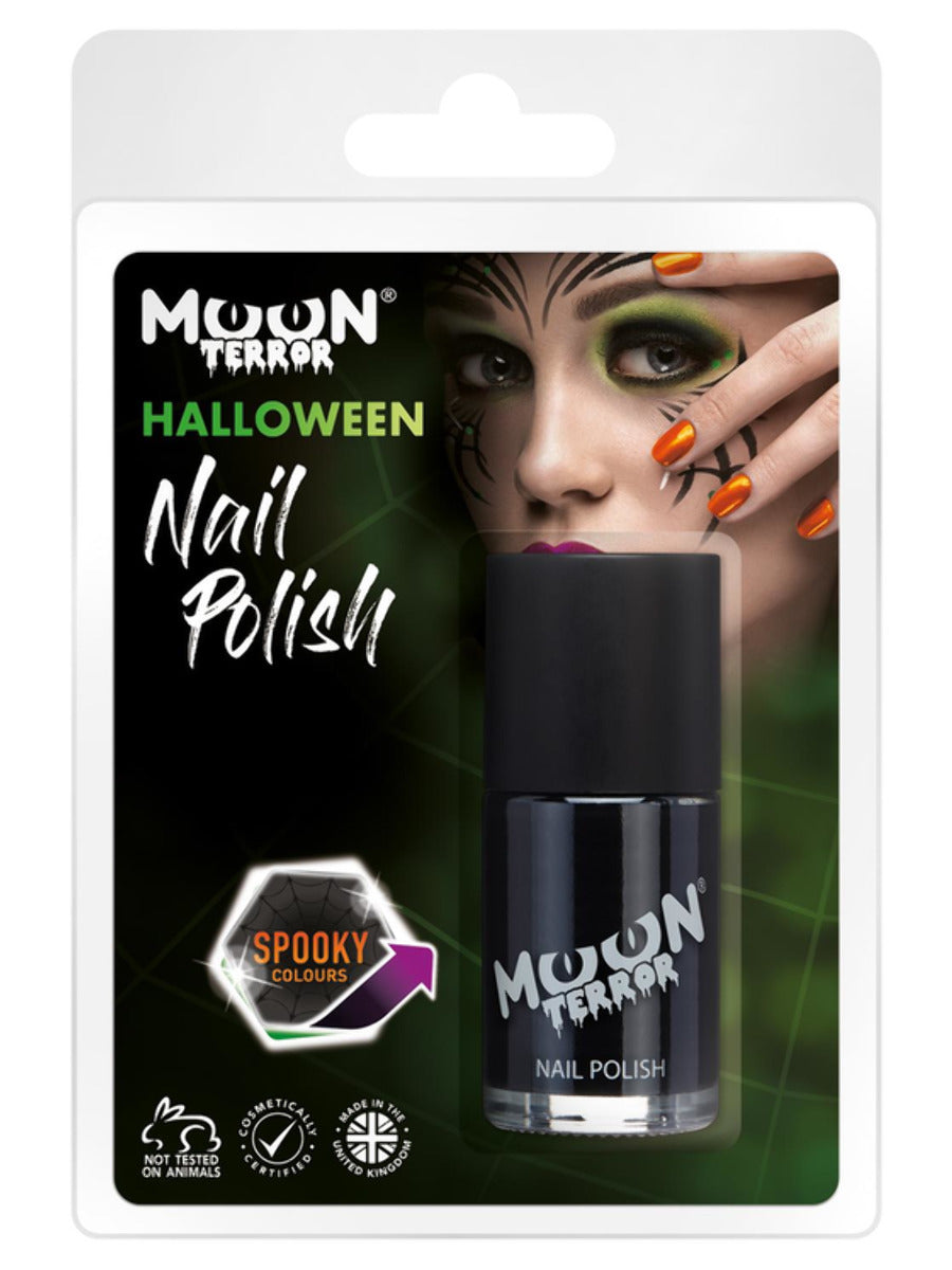 Moon Terror Halloween Nail Polish, Black, Clamshell 14ml