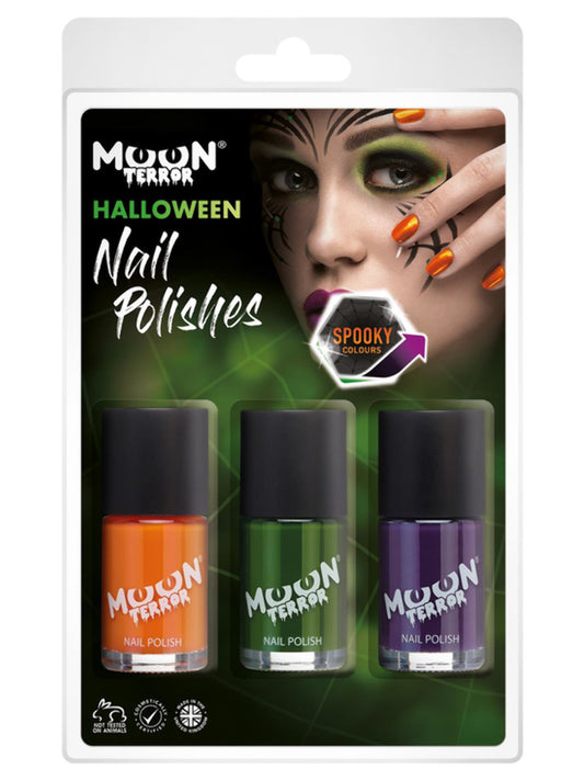 Moon Terror Halloween Nail Polish, Clamshell 14ml - Orange, Green, Purple