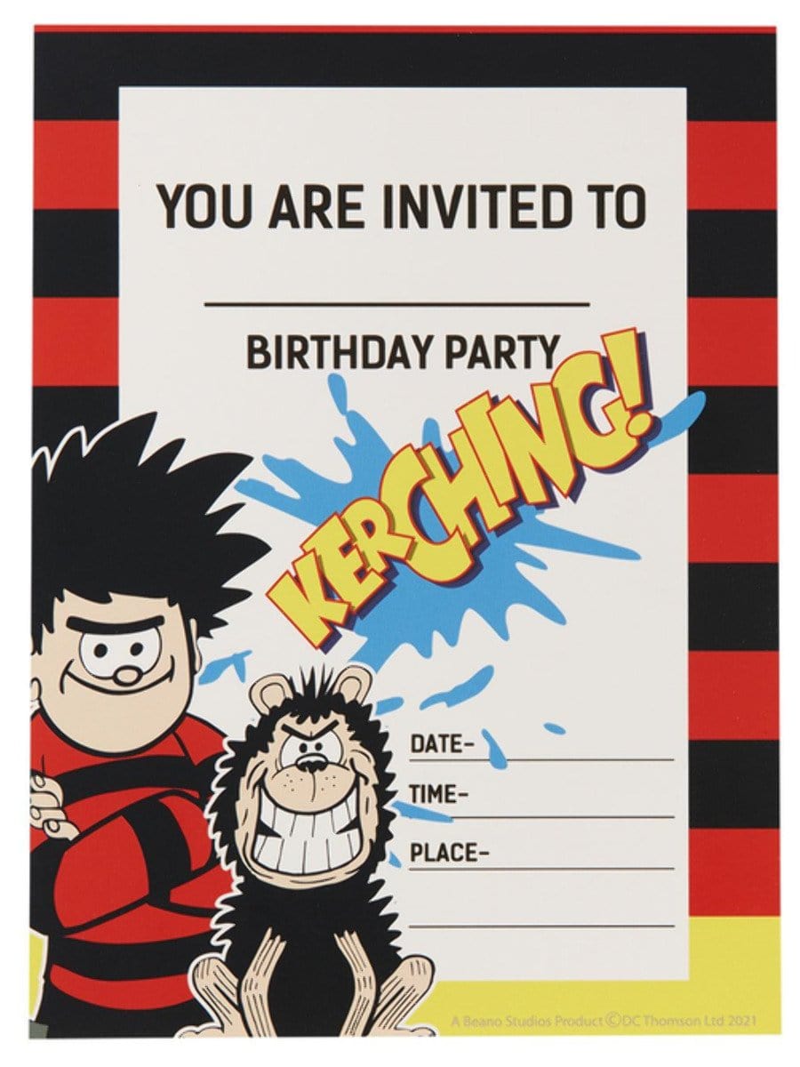 Beano Tableware Party Invitations x8