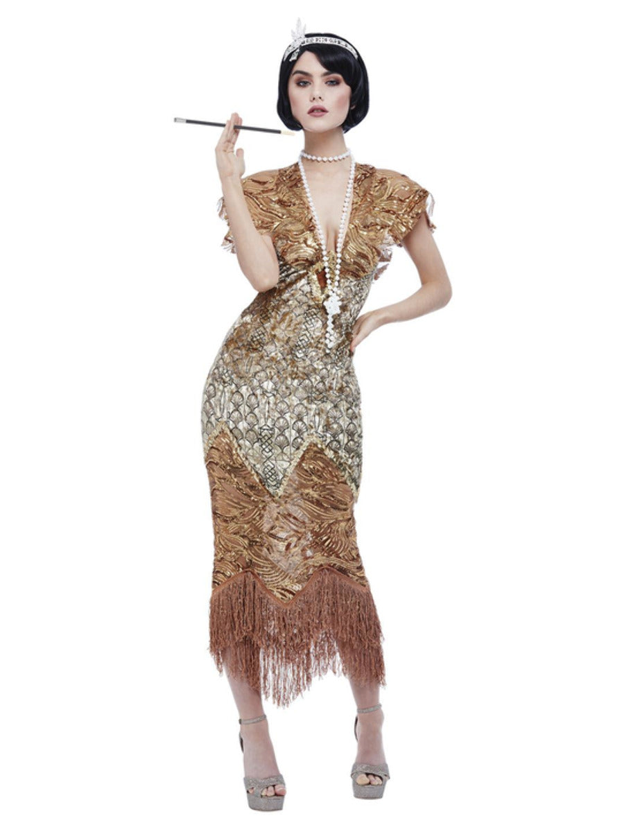 Deluxe 20s Sequin Gold Flapper Costume WHOLESALE Alternative 1