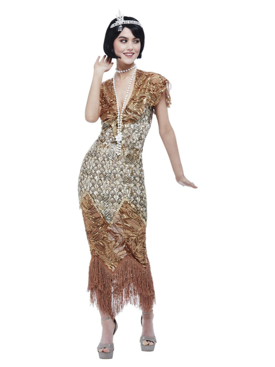 Deluxe 20s Sequin Gold Flapper Costume WHOLESALE