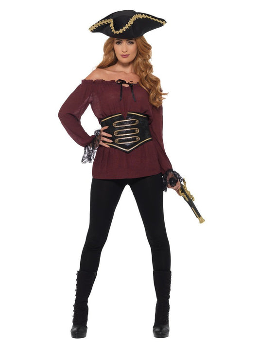 Deluxe Pirate Shirt, Ladies, Burgundy Wholesale