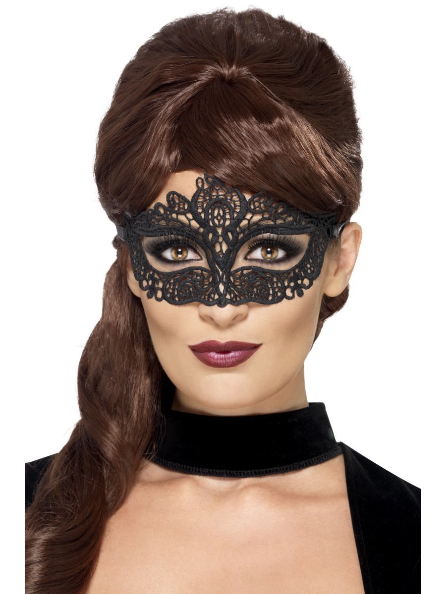 Embroidered Lace Filigree Eyemask, Black Wholesale