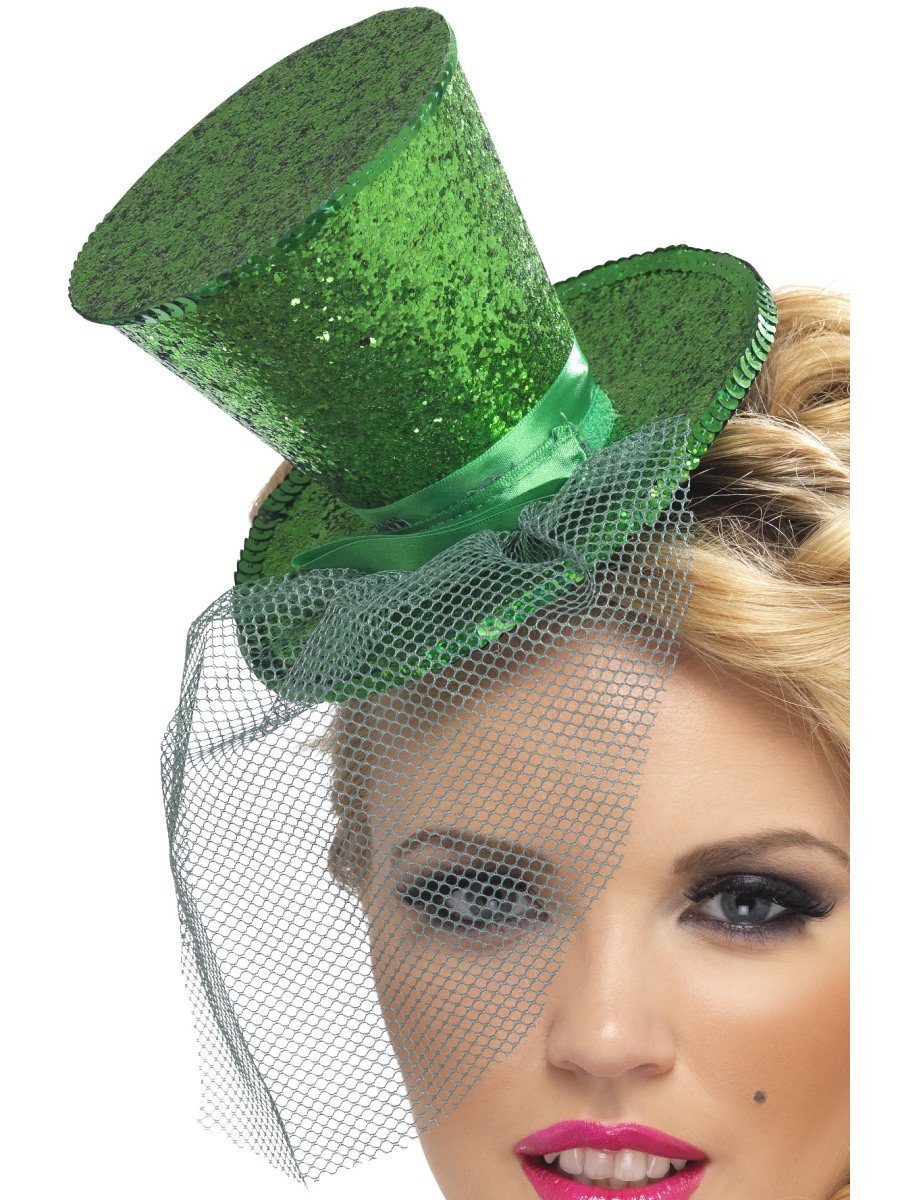 Fever Mini Top Hat on Headband, Green Wholesale