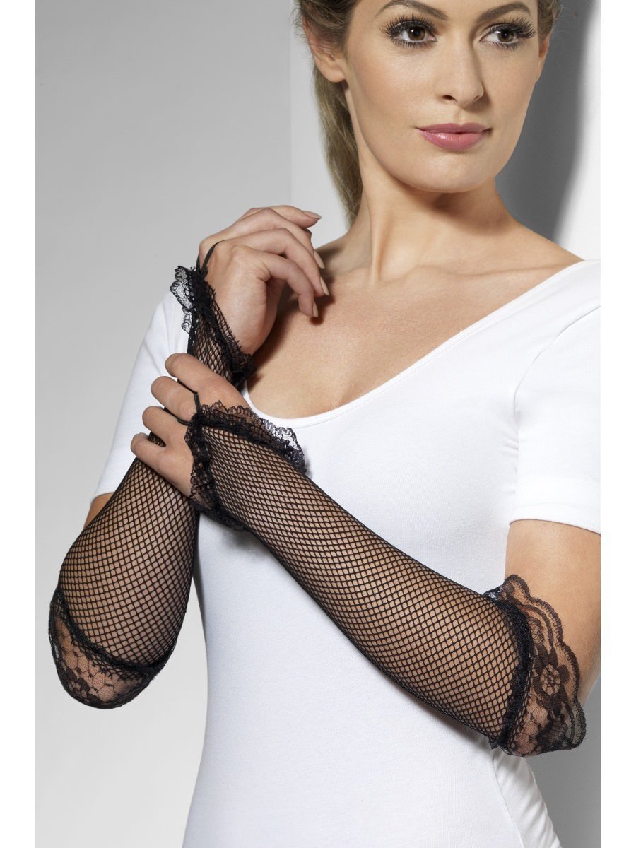 Fingerless Fishnet Gloves Black Wholesale