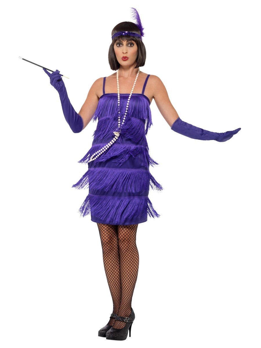 Flapper Costume, Purple, with Short Dress Wholesale