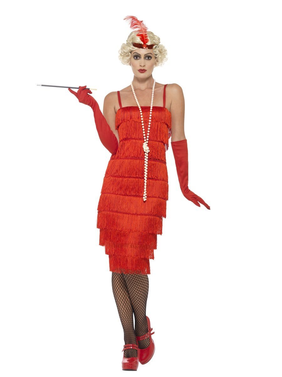 Flapper Costume, Red, with Long Dress Wholesale