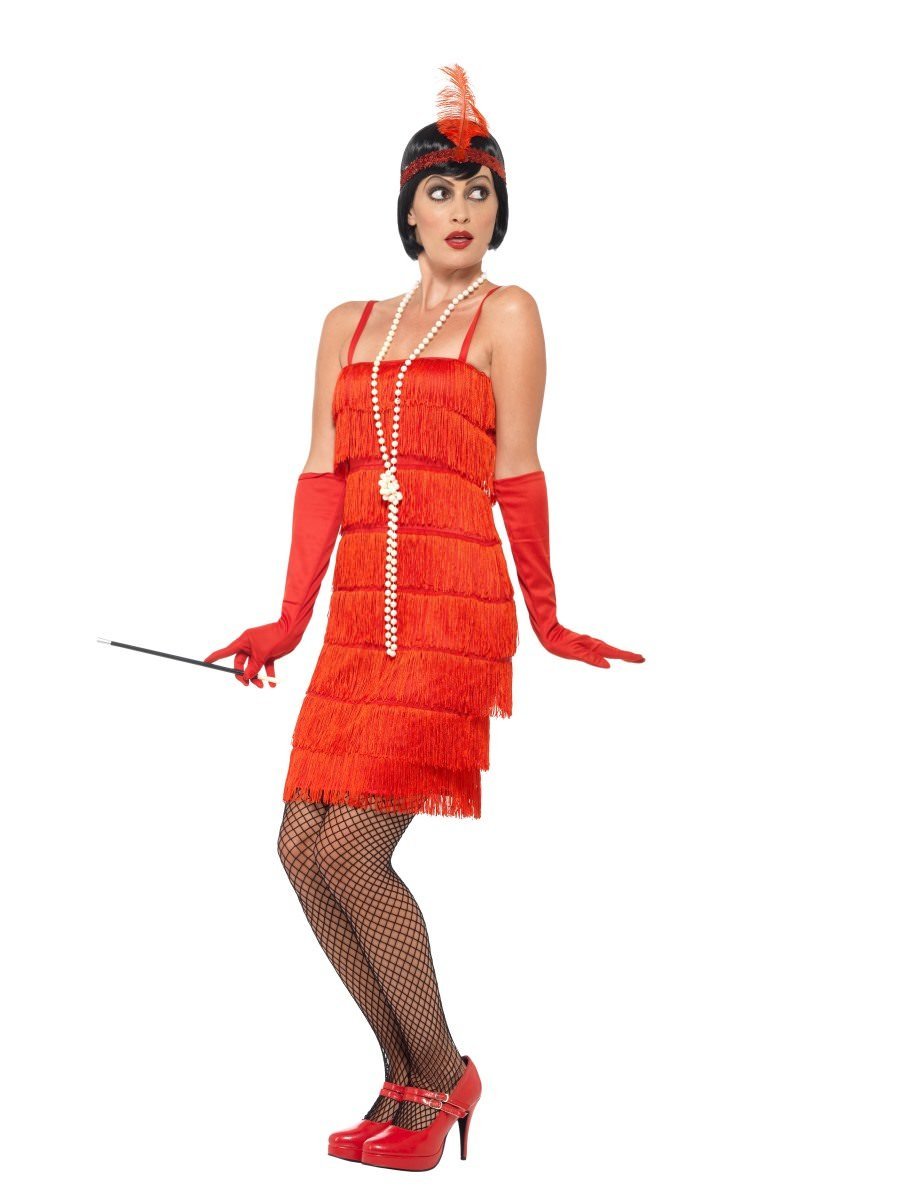 Flapper Costume, Red, with Short Dress Wholesale