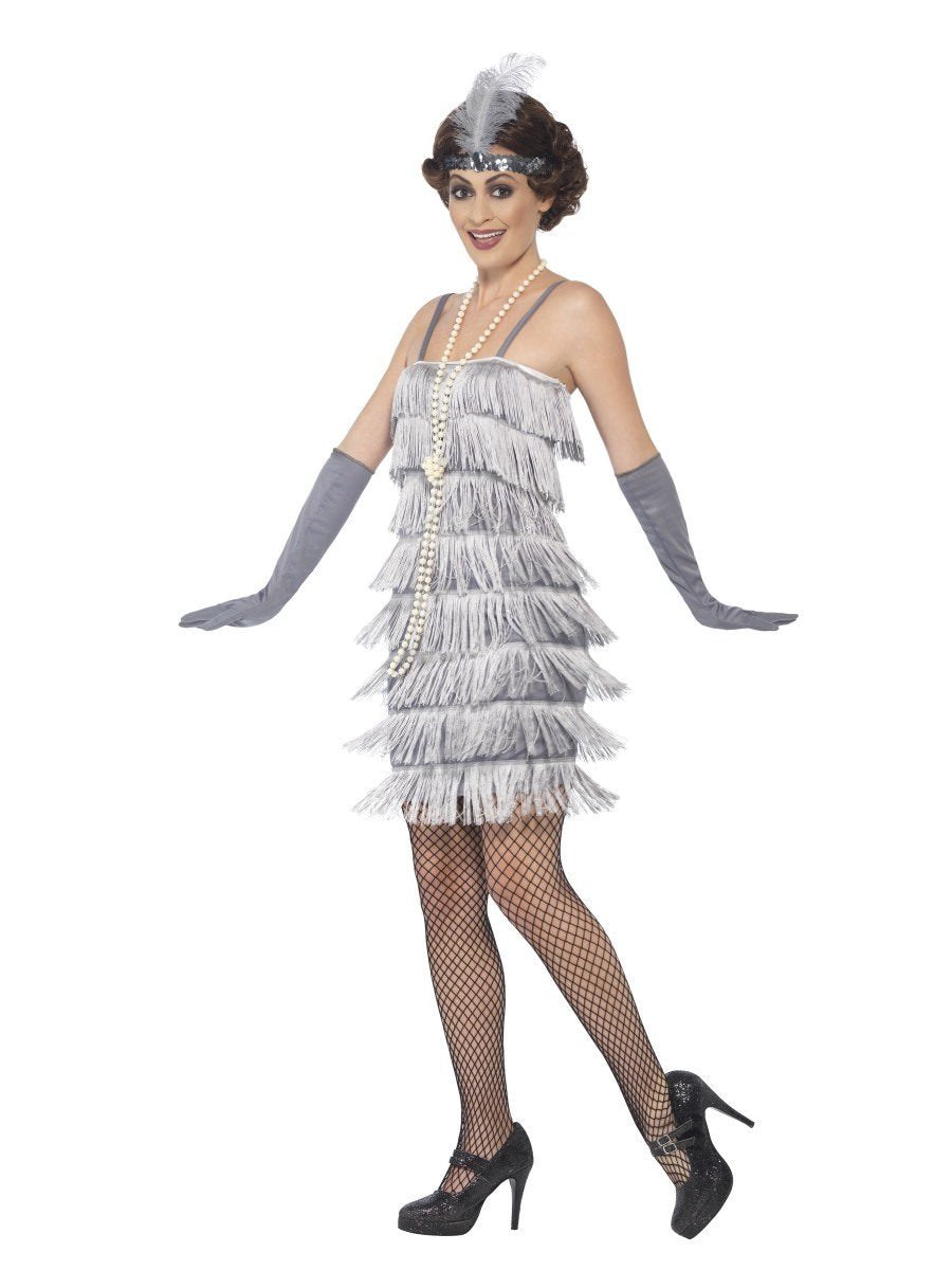 Flapper Costume, Silver, with Short Dress Wholesale