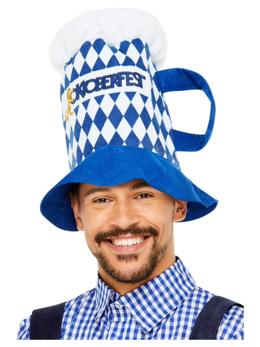 Oktoberfest Beer Hat Blue White Chequered WHOLESALE