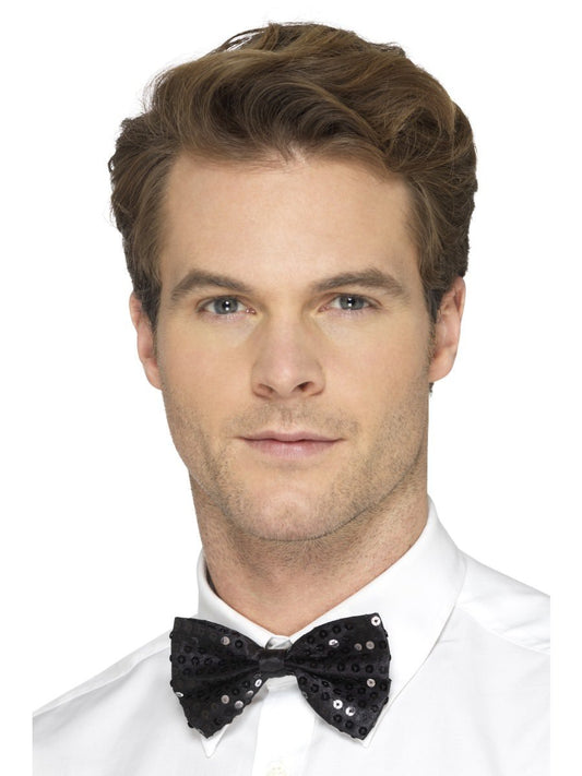 Sequin Bow Tie, Black Wholesale