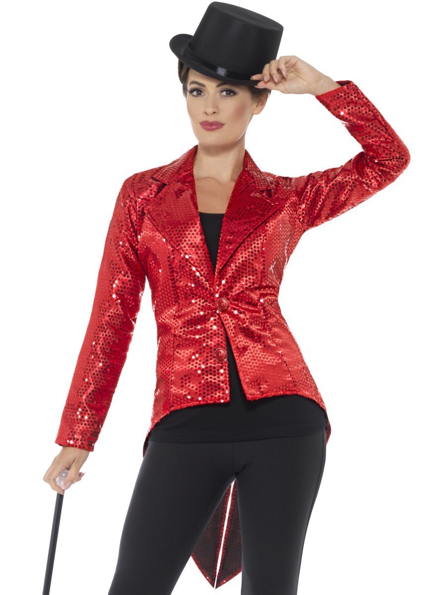 Sequin Tailcoat Jacket, Ladies, Red Wholesale