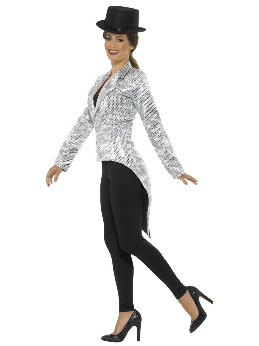 Sequin Tailcoat Jacket, Ladies, Silver Wholesale