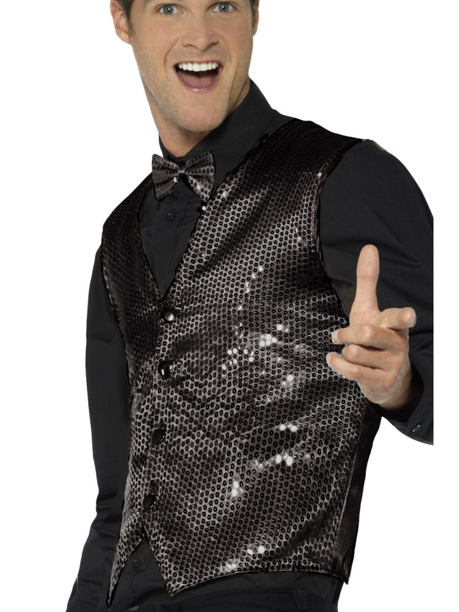 Sequin Waistcoat, Black Wholesale