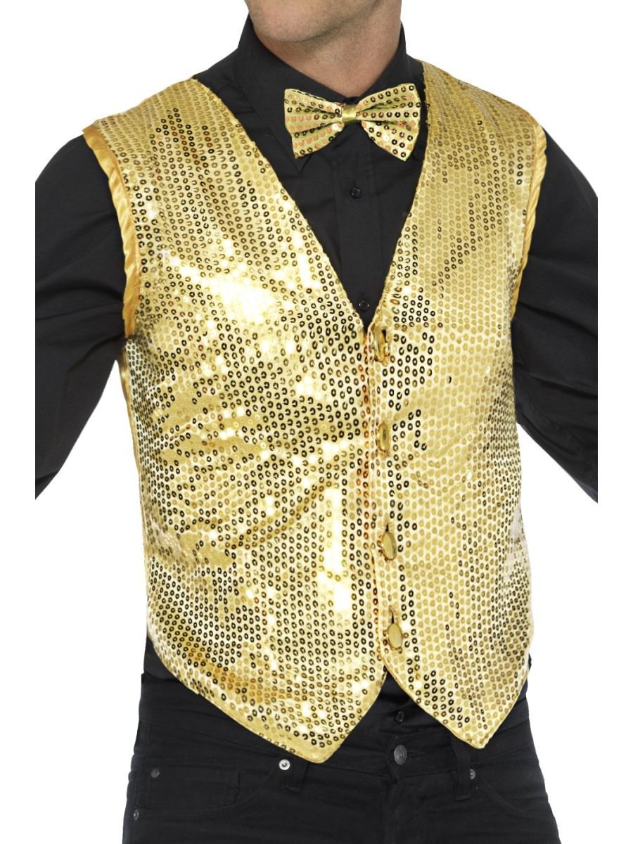 Sequin Waistcoat, Gold Wholesale